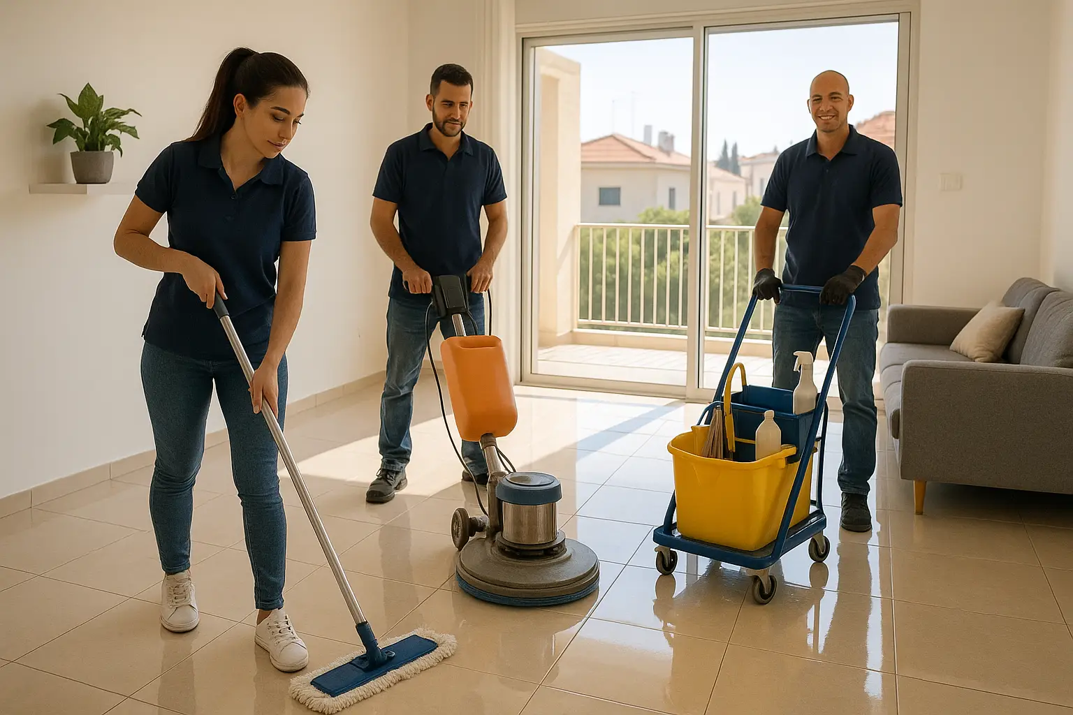 חברת פוליש וניקיון בדירה מוארת בישראל