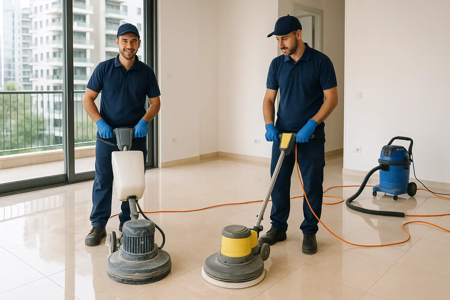 צוות חברת פוליש מקצועית בדירה בתל אביב
